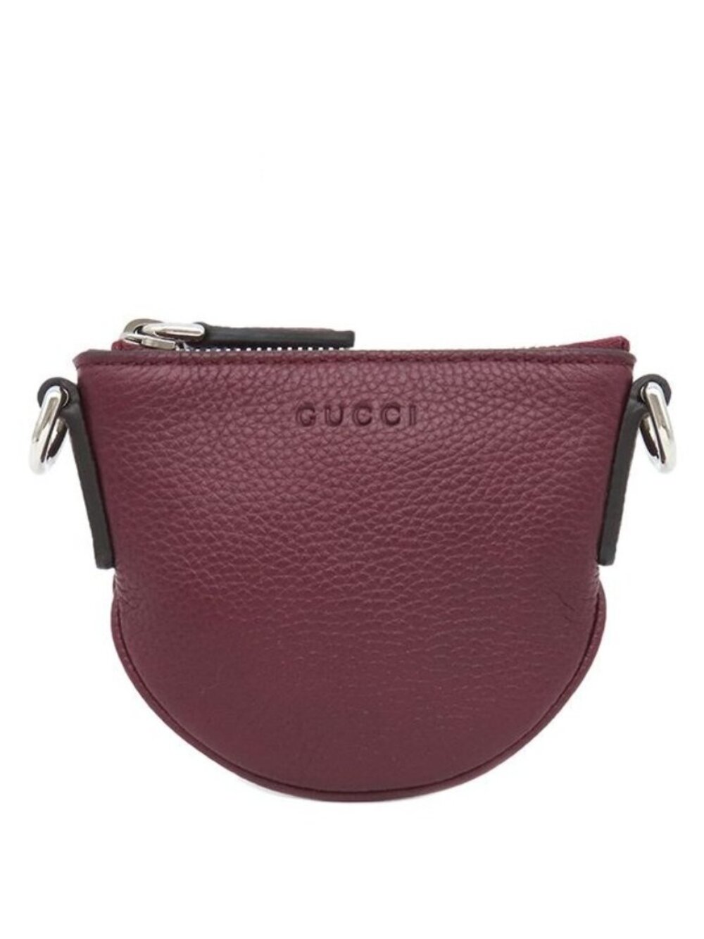 Gucci Shoulder Bag Logo Micro Leather Bordeaux Silver Red Green Web
